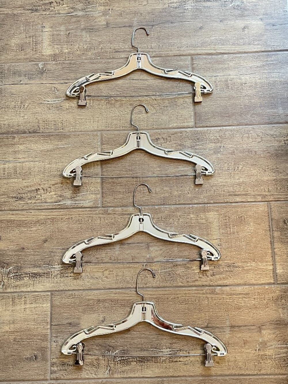 Metallic Silver Chrome Suit Hangers Set of 4 Jacket Top Pants Skirt